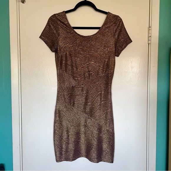 Free People Dresses & Skirts - Free People bronze metallic bodycon mini dress Size S